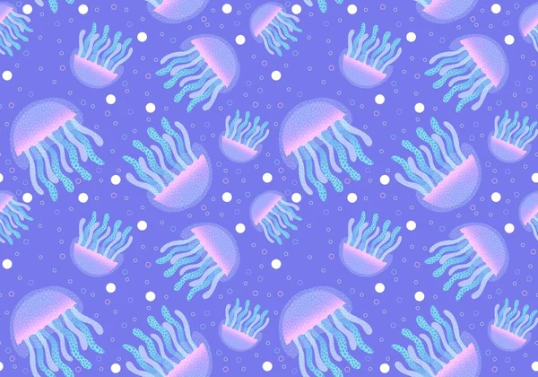 Kreslený Oceán Zvířata Bezešvé Medúzy Vzor Pro Tkaniny Balení Papíru — Stock fotografie