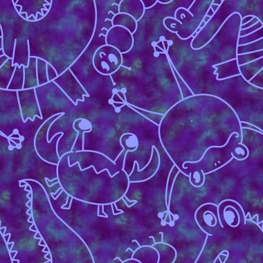 Çizgi film karalaması yaz tropikal hayvanları dikişsiz timsah hayvanları yengeçler ve kurbağalar tırtıl desenli kağıtlar ve çocuk giysileri ve kumaşları. Yüksek kaliteli illüstrasyon