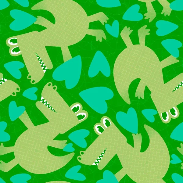 Tecknad Djur Drake Sömlös Krokodil Dinosaurie Mönster För Inslagning Papper — Stockfoto