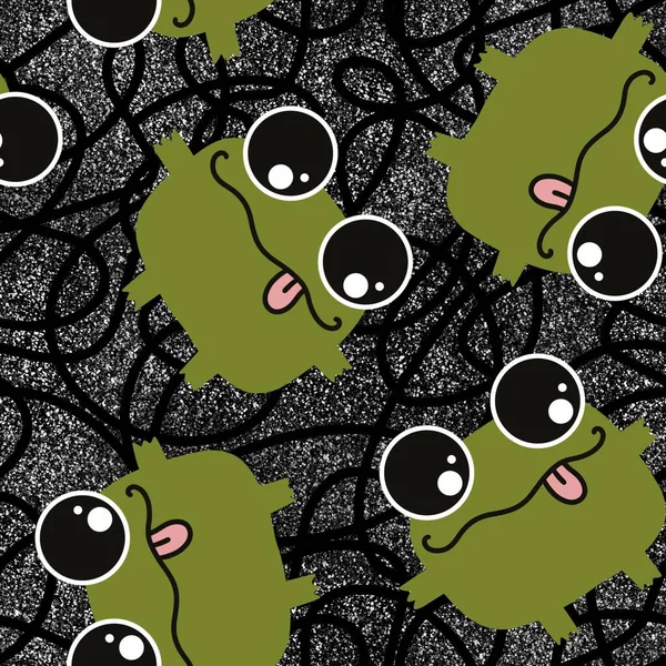Cartoon Kawaii Animals Seamless Frogs Pattern Wrapping Paper Fabrics Linens — Stock Photo, Image