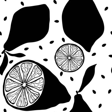 Karikatür yazında kağıt, kumaş, çarşaf ve çocuk giysileri tekstil ve mayo baskısı ve şenlikli ambalaj için kusursuz limon deseni. Yüksek kaliteli illüstrasyon