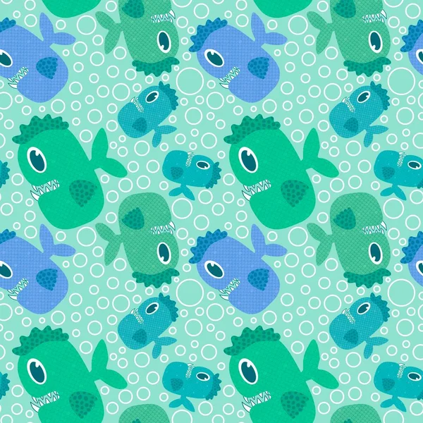 Cartoon Fish Seamless Kids Pattern Wrapping Paper Fabrics Linens Summer — Stock Photo, Image
