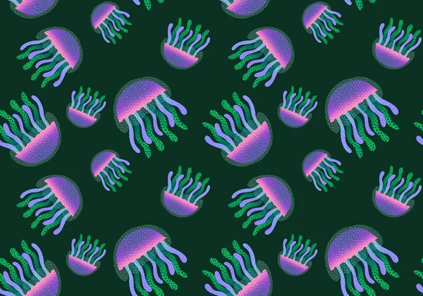 Cartoon ocean animals seamless jellyfish pattern for fabrics and wrapping paper and linens and kids clothes print and summer textiles. High quality illustration
