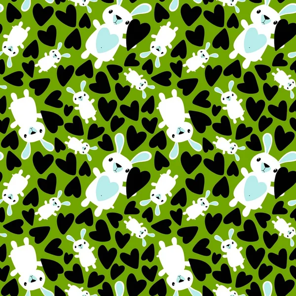 Cartoon Animals Seamless Easter Eggs Rabbit Bunnies Pattern Wrapping Paper — Stock Photo, Image