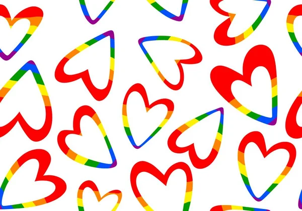 Cartoon Rainbow Pride Seamless Hearts Pattern Wrapping Paper Fabrics Linens — Stock Photo, Image