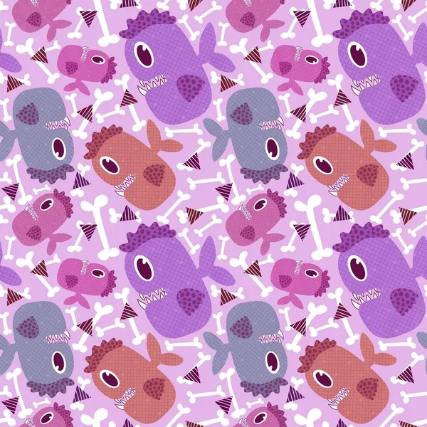 Cartoon fish seamless kids pattern for wrapping paper and fabrics and linens and summer accessories and festive packaging. High quality illustration
