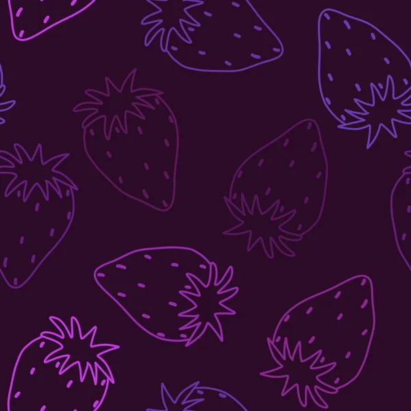 Desenhos Animados Fruta Doodle Padrão Morango Sem Costura Para Papel — Fotografia de Stock