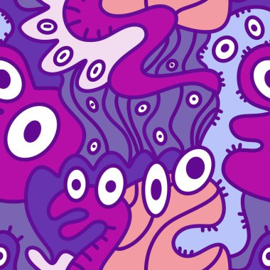 Cartoon monsters seamless emoticons aliens pattern for kids clothes print and wrapping paper and fabrics and linens and kindergarten. High quality illustration