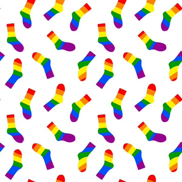 Cartoon rainbow pride month seamless socks pattern for fabrics and linens and wrapping paper and festive packaging. High quality illustration