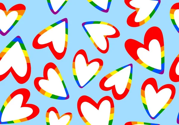 Cartoon Arcobaleno Orgoglio Senza Cuciture Cuore Modello Avvolgere Carta Tessuti — Foto Stock