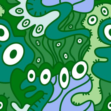 Cartoon monsters seamless emoticons aliens pattern for kids clothes print and wrapping paper and fabrics and linens and kindergarten. High quality illustration