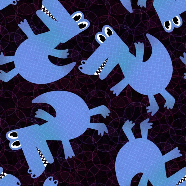 Zeichentricktiere Drachen Nahtlose Krokodil Dinosaurier Muster Zum Einwickeln Von Papier — Stockfoto