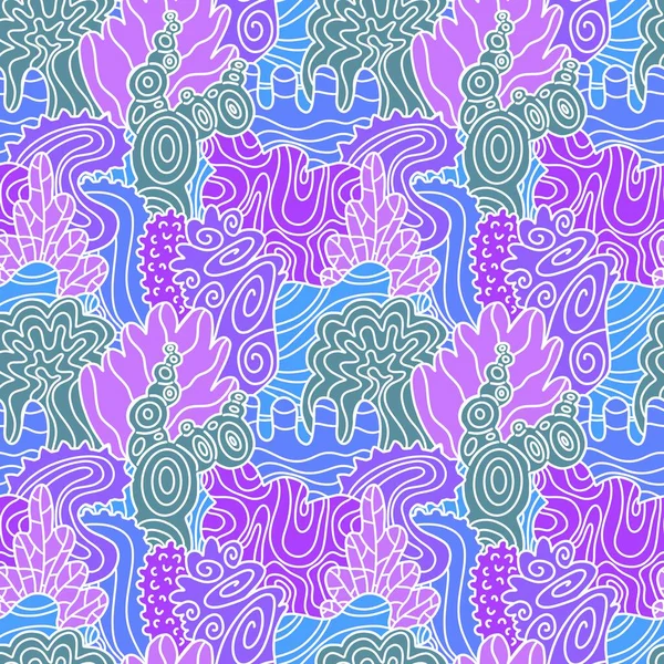 夏抽象的なドードル海の花のシームレスなサンゴのパターンのための生地や包装紙や包装紙や子供服を印刷し 水着の織物 高品質のイラスト — ストック写真