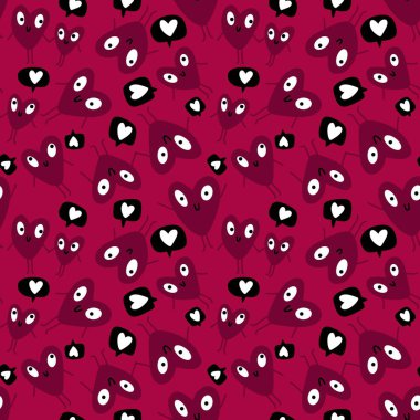 Sevgililer Günü karikatür desenli ambalaj kağıtları ve çocuk giysileri ve kumaşlar ve aksesuarlar ve çarşaflar ve tekstil. Yüksek kaliteli illüstrasyon