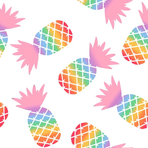 Patrón Piña Sin Costuras Frutas Verano Dibujos Animados Para Papel —  Fotos de Stock