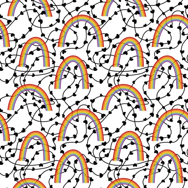 Pride month seamless rainbow pattern for wrapping paper and fabrics and linens and festive packaging. High quality illustration