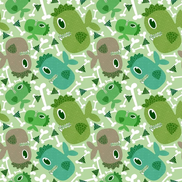 Cartoon Fish Seamless Kids Pattern Wrapping Paper Fabrics Linens Summer — Stock Photo, Image