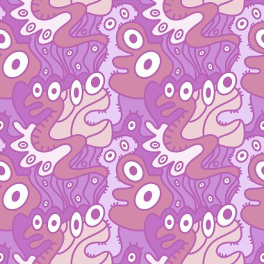 Cartoon monsters seamless emoticons aliens pattern for kids clothes print and wrapping paper and fabrics and linens and kindergarten. High quality illustration