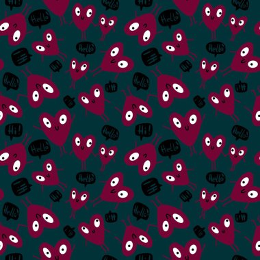 Sevgililer Günü karikatür desenli ambalaj kağıtları ve çocuk giysileri ve kumaşlar ve aksesuarlar ve çarşaflar ve tekstil. Yüksek kaliteli illüstrasyon