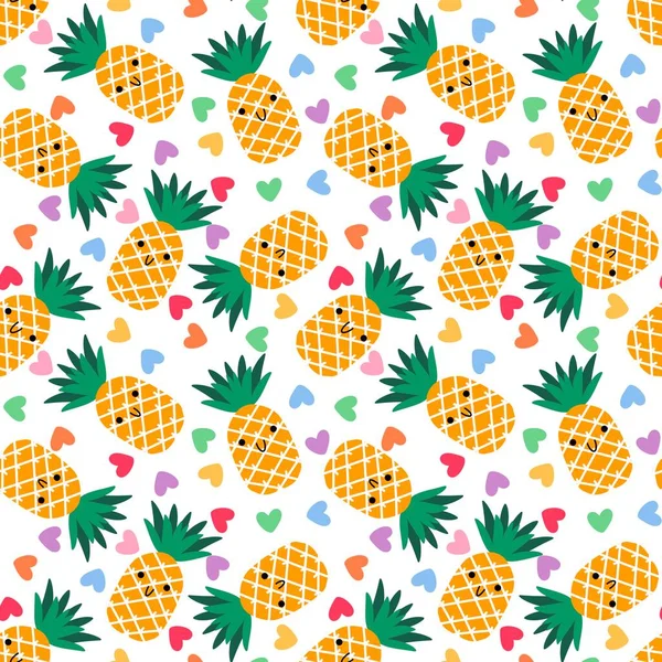 Patrón Piña Sin Costuras Frutas Verano Dibujos Animados Para Papel — Foto de Stock
