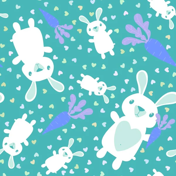 Мультфильм Животных Бесшовные Пасхальные Яйца Кроликов Шаблон Упаковки Бумаги Детской — стоковое фото
