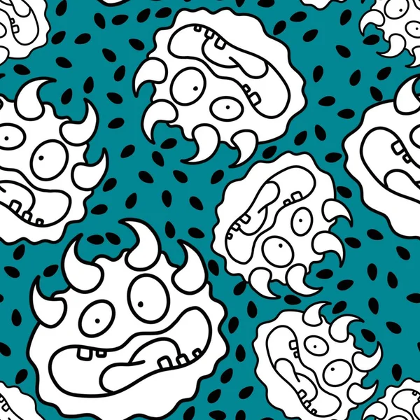 Cartoon Monsters Seamless Emoticons Aliens Pattern Kids Clothes Print Wrapping — Stockfoto