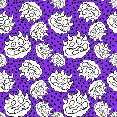 Cartoon monsters seamless emoticons aliens pattern for kids clothes print and wrapping paper and fabrics and linens and kindergarten. High quality illustration