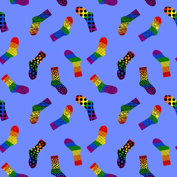 Cartoon rainbow pride month seamless socks pattern for fabrics and linens and wrapping paper and festive packaging. High quality illustration