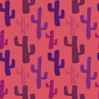 Kağıt, kumaş, çarşaf ve çocuk giysileri baskısı ve şenlikli yaz tekstil ürünleri için soyut, dikişsiz kaktüs deseni. Yüksek kaliteli illüstrasyon