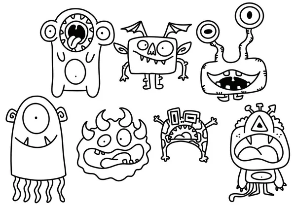 Cartoon Set Monsters Emoticons Aliens Kids Clothes Print Wrapping Paper — Φωτογραφία Αρχείου