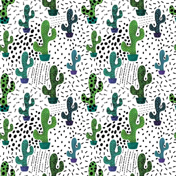 Abstracte Bloemen Naadloze Cactus Patroon Voor Het Inpakken Van Papier — Stockfoto