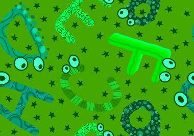 Çizgi İngiliz alfabesindeki harfler çocuk kıyafetleri, aksesuarlar, çarşaflar, kumaşlar ve anaokulu tekstil ürünleri için kusursuz gözler desenli. Yüksek kaliteli illüstrasyon