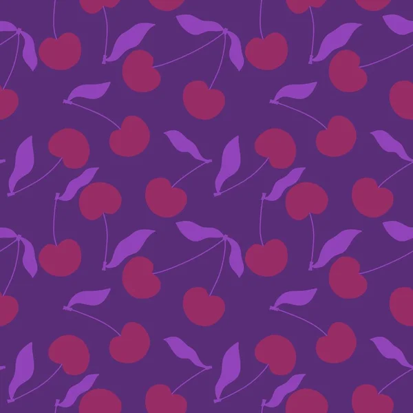 Kreskówkowy Letni Owoc Bezszwowy Wzór Wiśni Pakowania Papieru Tkanin Oraz — Zdjęcie stockowe