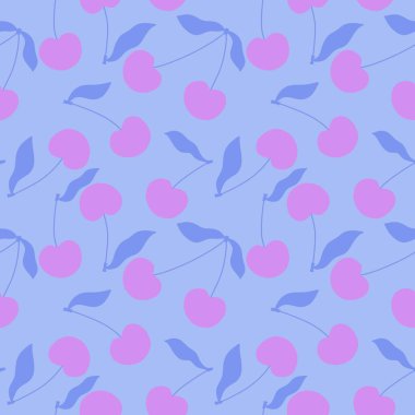 Karikatür yaz meyvesiz kiraz desenli ambalaj kağıdı, kumaş, çarşaf ve çocuk giysileri baskısı ve mayo tekstili. Yüksek kaliteli illüstrasyon