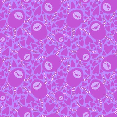 Cartoon monsters seamless emoticons aliens pattern for kids clothes print and wrapping paper and fabrics and linens and kindergarten. High quality illustration