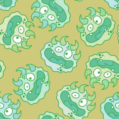 Cartoon monsters seamless emoticons aliens pattern for kids clothes print and wrapping paper and fabrics and linens and kindergarten. High quality illustration
