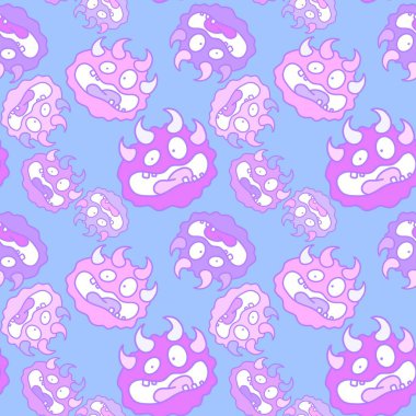 Cartoon monsters seamless emoticons aliens pattern for kids clothes print and wrapping paper and fabrics and linens and kindergarten. High quality illustration