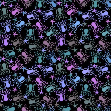 Yaz hayvanları ambalajsız ahtapot desenli ambalaj kağıdı ve çocuk kıyafetleri kumaşlar ve çarşaflar ve mayo tekstili ve menü kağıdı. Yüksek kaliteli illüstrasyon