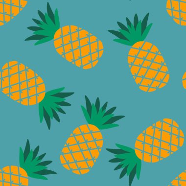 Karikatür yaz meyvesiz ananas desenli ambalaj kağıdı, kumaş, çarşaf ve çocuk giysileri baskısı ve mayo tekstili. Yüksek kaliteli illüstrasyon