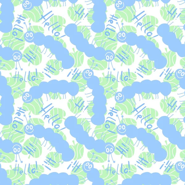 Cartoon Summer Animals Seamless Caterpillars Apples Pattern Kids Clothes Print — Stock Photo, Image