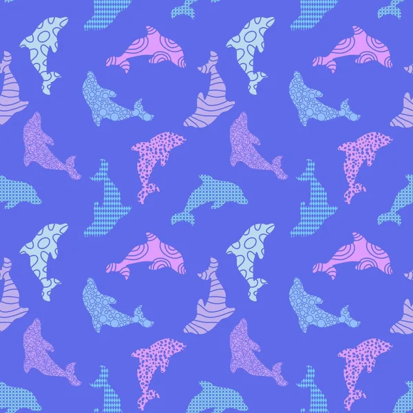 Summer Animals Seamless Dolphins Pattern Wrapping Paper Kids Clothes Print — Stock Photo, Image