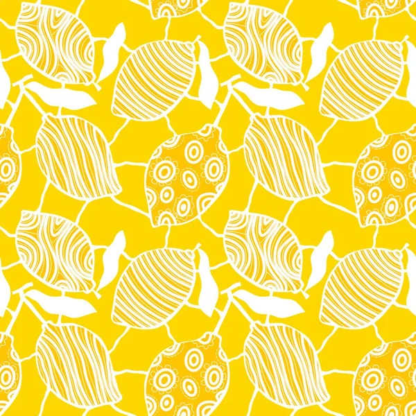 Nahtloses Zitronenmuster Aus Cartoon Sommerfrüchten Zum Einwickeln Von Papier Und — Stockfoto