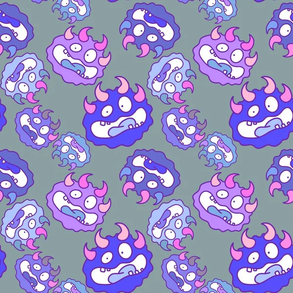 Cartoon Monsters Seamless Emoticons Aliens Pattern Kids Clothes Print Wrapping — Stock Fotó