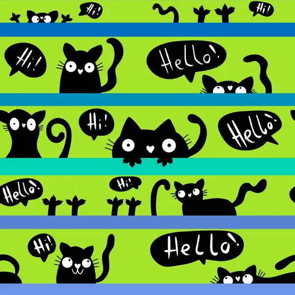 Halloween Cats Seamless Animals Monsters Pattern Wrapping Paper Kids Clothes — Stock Photo, Image