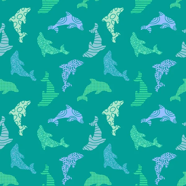 Летние Животные Бесшовные Образцы Дельфинов Упаковки Бумаги Детской Одежды Печати — стоковое фото