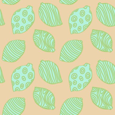 Kağıt, kumaş, çarşaf, çocuk giysisi baskısı, şenlik ambalajı ve mayo tekstili için karikatür yaz meyvesiz limon deseni. Yüksek kaliteli illüstrasyon