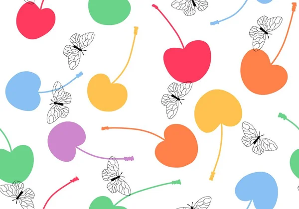 Cartoon Summer Fruit Seamless Cherry Pattern Wrapping Paper Fabrics Linens — Stock Photo, Image