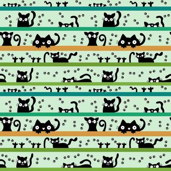 Halloween cats seamless animals monsters pattern for wrapping paper and kids clothes print and fabrics and linens and festive packaging. High quality illustration