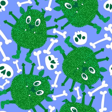 Cartoon monsters seamless emoticons aliens pattern for kids clothes print and wrapping paper and fabrics and linens and kindergarten. High quality illustration