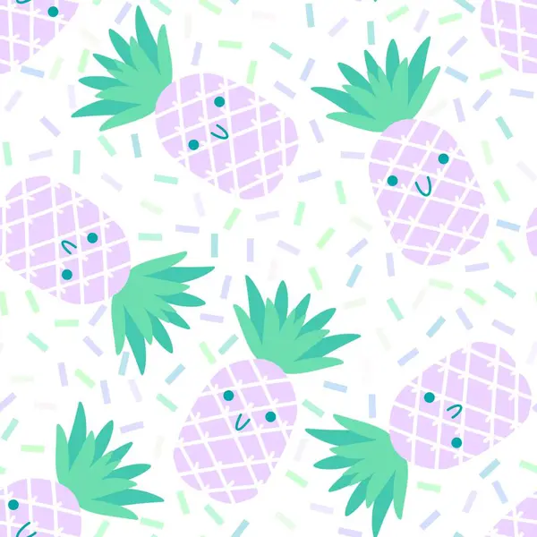 Cartoon summer fruit seamless pineapple pattern for wrapping paper and fabrics and linens and kids clothes print and swimsuit textiles. High quality illustration